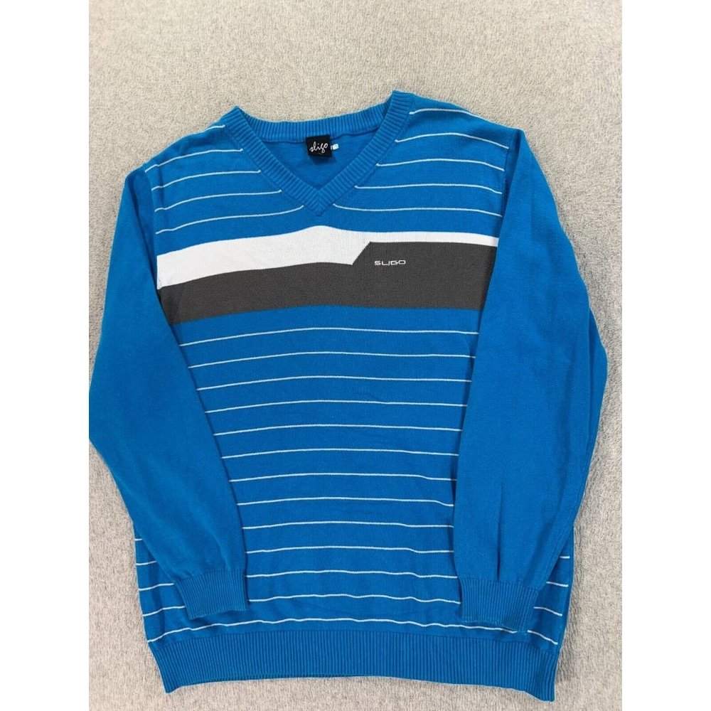 Sligo‎ 100% Cotton Striped Golf Sweater (Men's XL) Blue